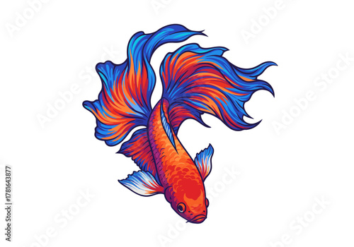 Vibrant Siamese Fighting Fish with Flowing Fins.