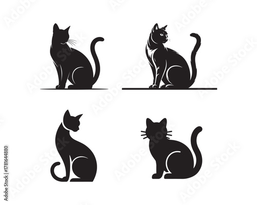 cat silhouette set, cat collection, black cat, kitten silhouette, domestic cat design, cute cat Set silhouette, sitting cat vector, walking cat silhouette, cat illustration set, cat icon collection