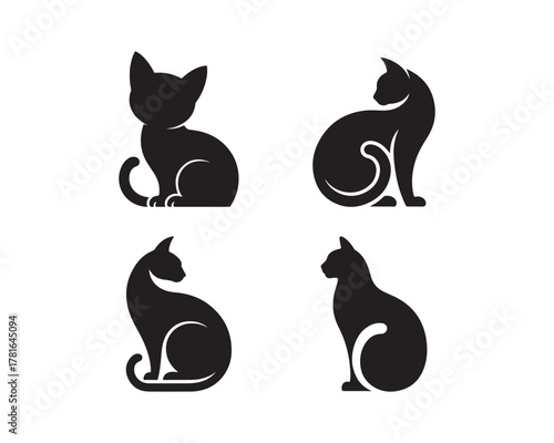 cat silhouette set, cat collection, black cat, kitten silhouette, domestic cat design, cute cat Set silhouette, sitting cat vector, walking cat silhouette, cat illustration set, cat icon collection
