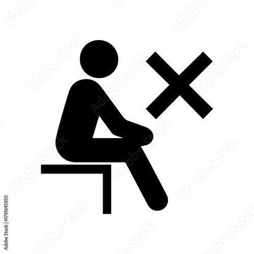 No sitting on steps staircase icon with transparent background — safety signage warning against sitting on stairs to prevent obstruction and accidents in public areas