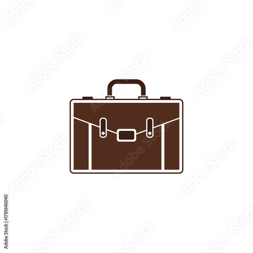 Illustration of a brown briefcase with handle and buckle, isolated on a white background.