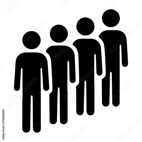 Queue up icon with transparent background — signage representing orderly line formation, waiting area, or customer queue management