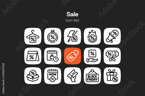 Simple sale outline icon set