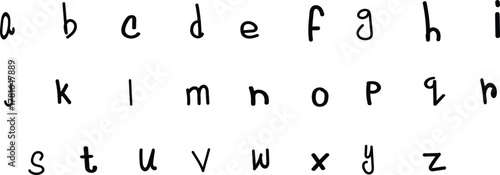 A complete set of lowercase english alphabet letters arranged in rows on a white background.