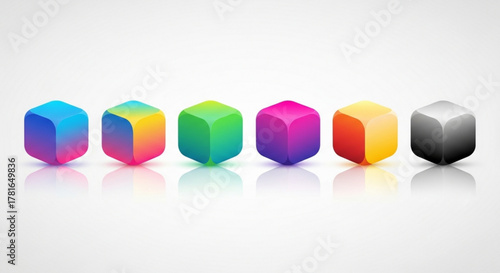 Colorful cubes in a row abstract geometric shapes with gradient effect modern design elements for your projects