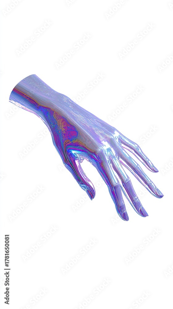 Naklejka premium Abstract Iridescent Digital Hand