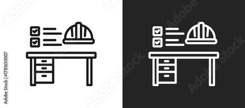 Workplace Audit Outline Icon In Black And White Filled Style