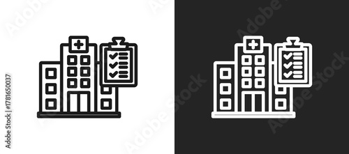 Health Inspection Outline Icon In Black And White Filled Style
