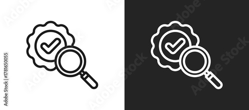 Inspection Seal Outline Icon In Black And White Filled Style