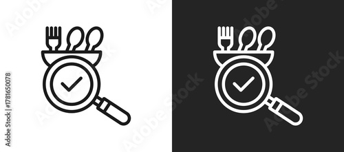 Food Inspection Outline Icon In Black And White Filled Style