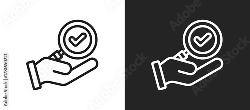 Inspection Magnifier Outline Icon In Black And White Filled Style