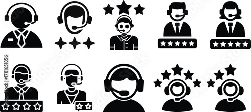 Customer support icon Customer support representative icon call center agent Customer Care Service and Support Icon - Flat Vector Person Avatar With Headphone for Helpline 