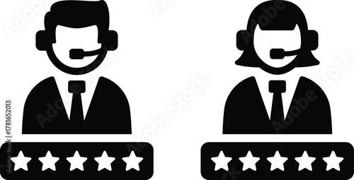 Customer support icon Customer support representative icon call center agent Customer Care Service and Support Icon - Flat Vector Person Avatar With Headphone for Helpline 