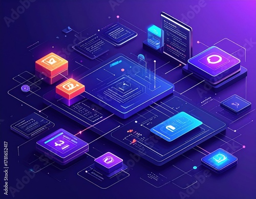 AI workflow automation artificial intelligence software interface nodes triggers data tool dashboard coding icon flow process technology 3d rendering