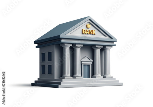 Elegant bank building with grand columns symbolizes financial security, trust, and prosperity for your business needs.