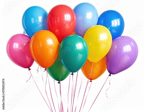 colorful balloons isolated on white and transparent background