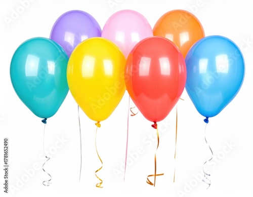 colorful balloons isolated on white and transparent background