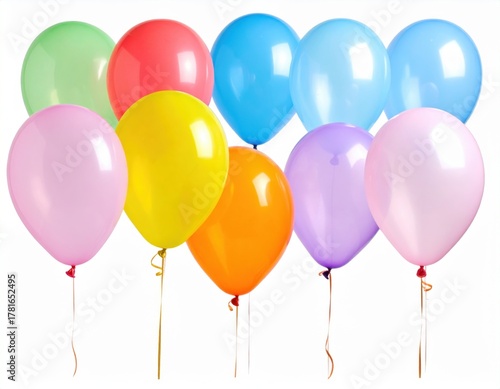 colorful balloons isolated on white and transparent background
