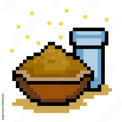 Pixel art bowl of dates and milk for iftar