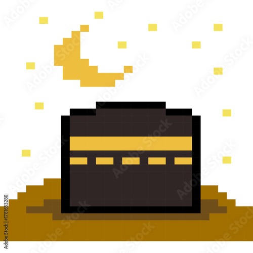 Pixel art Kaaba in Mecca