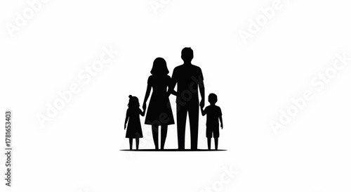Silhouette of a happy family standing together, symbolizing unity and togetherness.