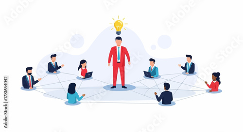 Business Leader with Team Collaboration and Idea Generation.