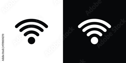 Inverted Wifi Symbol in Black and White Color Scheme with Signal Waves Icon