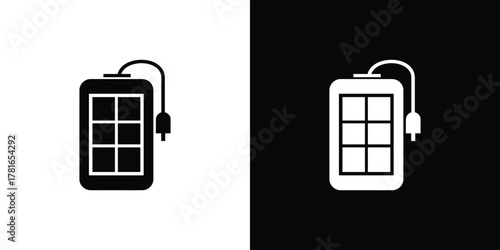 Inverter Box Solar Energy Panel Transparent Icon, Power Source for Electricity