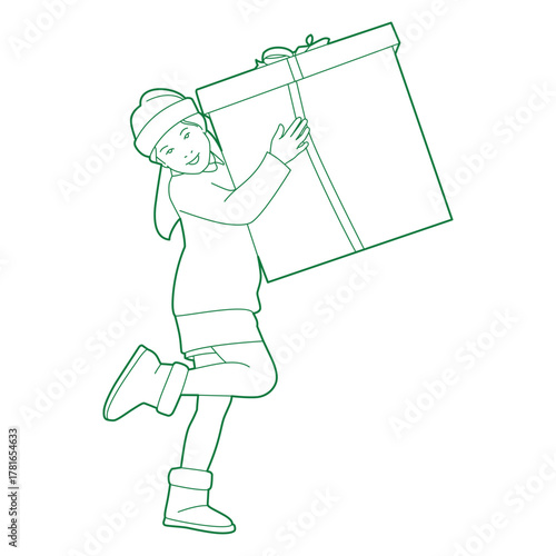  happy girl and christmas gift.  happy girl and christmas gift.  happy girl and christmas gift.