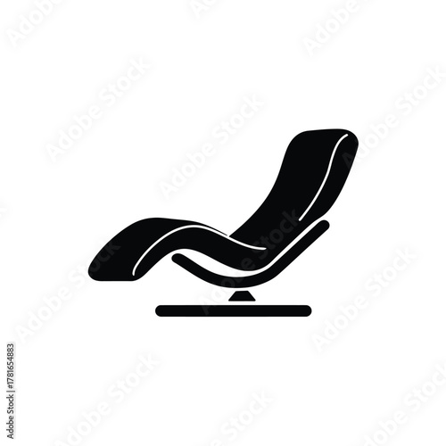Modern Lounge Chair Silhouette on Transparent Background, Minimalist Design Icon