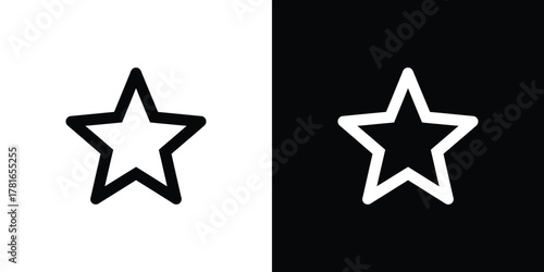 Star Icon Cutout Contrasting Black Outline on White and White Outline on Black