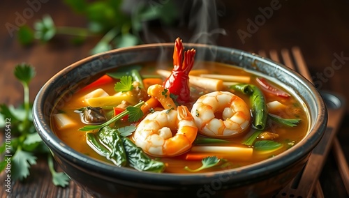 Authentic Thai Tom Yum Goong – Spicy Shrimp Soup with Lemongrass and Lime Leaves
