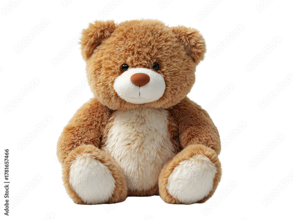 Obraz premium Cute Brown and White Teddy Bear Plush Toy Isolated on Transparent Background
