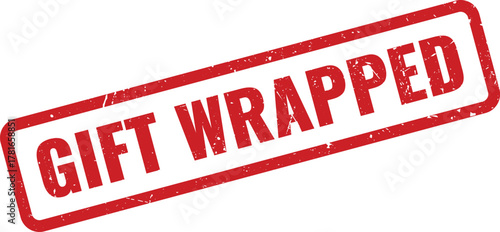 Authentic red gift wrapped textured rubber stamp indicating special packaging for items