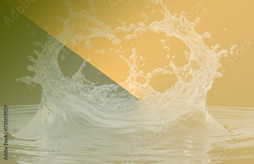 Wallpaper Mural Abstract Green to Gold Diagonal Gradient Background with Dynamic Water Splash Refreshing Aquatic Texture for Design and Digital Projects Torontodigital.ca