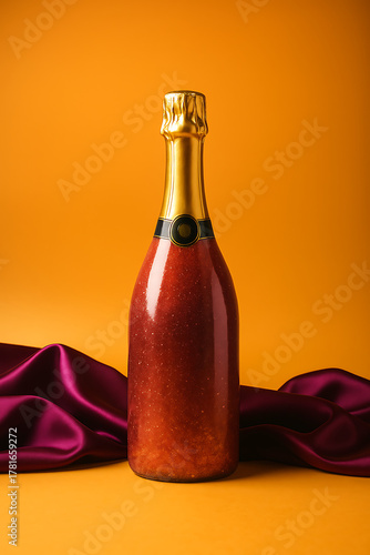 Luxury Sparkling Wine Bottle on Golden Background – Celebration and Elegance Concept