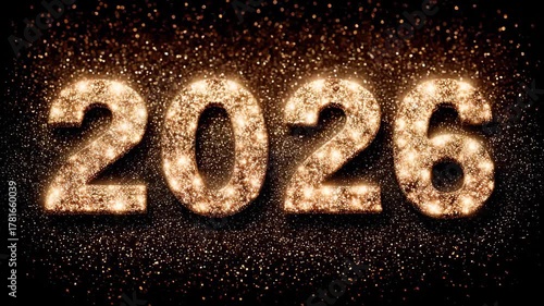 Celebrating New Year 2026 with sparkles and colors for a joyful New Year's Eve