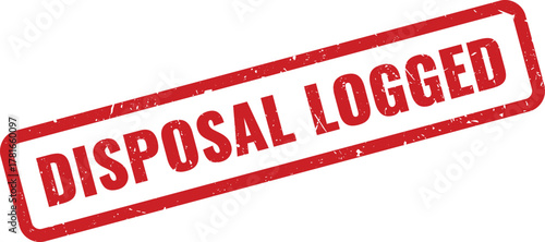 Official Disposal Logged Red Grunge Rubber Stamp Impression for Record Keeping Documents