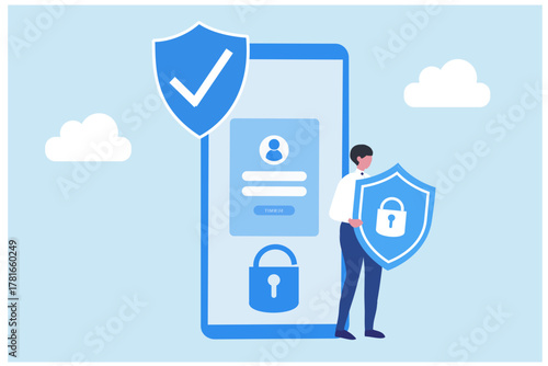 Personal data security, cyber data security online concept illustration