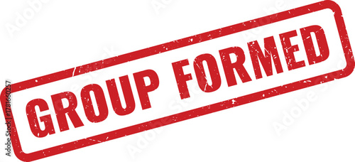 Official red group formed rubber stamp indicating a new team or organization creation