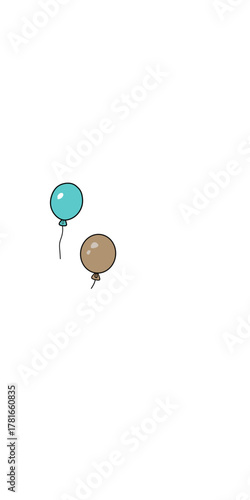 Celebrate Joyfully with Two Balloons: A Teal Dream and a Brown Delight, Perfect for Parties, Celebrations, and Happy Moments, Originally a Scalable Vector Graphic