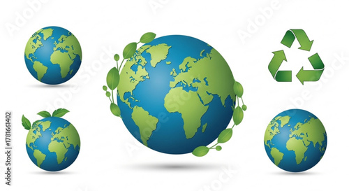 Earth globe with green leaves, representing environmental protection, sustainability, and ecological awareness for a healthier planet