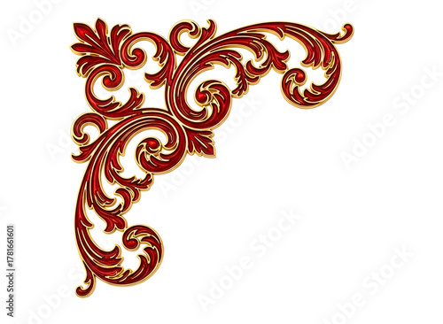 Wallpaper Mural Ornate red and gold decorative corner flourish isolated on transparent background Torontodigital.ca