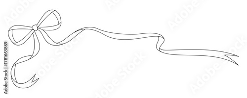 リボンのフレーム、デコレーション素材、線画