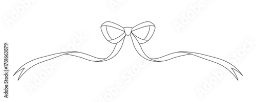 リボンのフレーム、デコレーション素材、線画