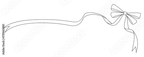 リボンのフレーム、デコレーション素材、線画