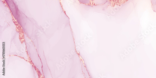 Abstract purple and gold marble ink texture background with fluid waves and metallic accents for luxury design.