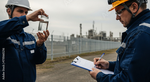 Environmental Compliance Assessment at Industrial Plant Safety Inspection Outdoor Professional View