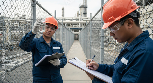 Industrial Plant Environmental Compliance Assessment Factory Site Inspection Process Urban Setting Close-up View