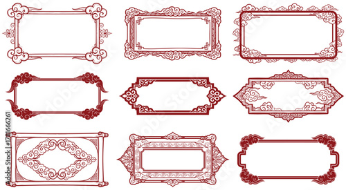 Elegant red ornate frames with auspicious cloud motifs offer timeless decorative appeal